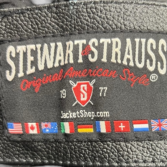 Stewart and Strauss  varsity jacket men’s size smalll leather and wool NWOT - Picture 3 of 5